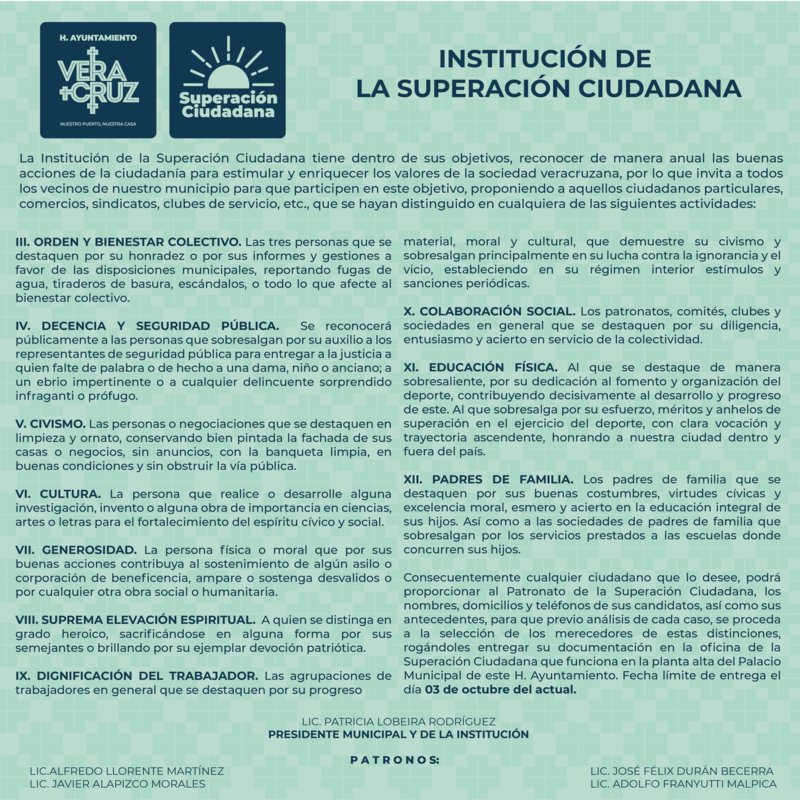Lanzan convocatoria para premios de la Superación Ciudadana en Veracruz